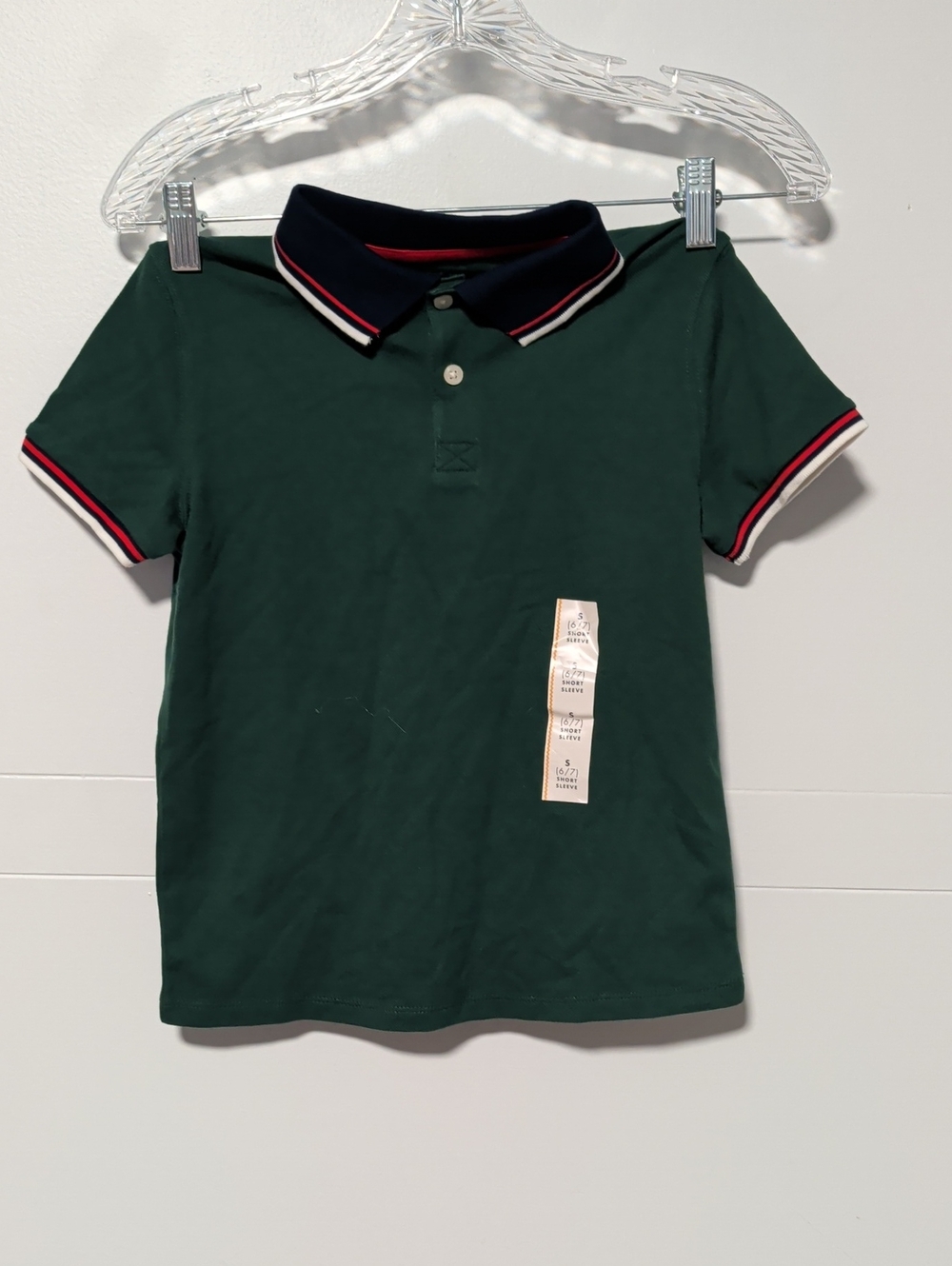Cat & Jack Green Polo Shirt /Blue Red Trim